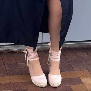 Lace-up Ballet Wedges